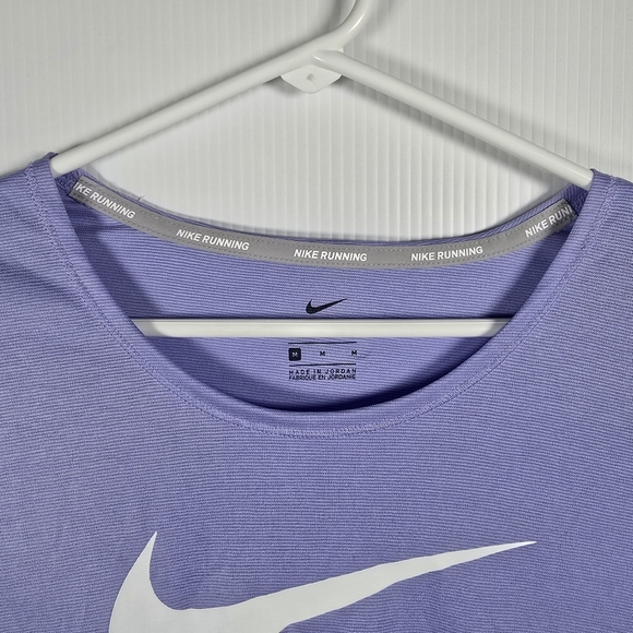 NWOT Nike Dri Fit Purple Just Do It T-Shirt Womens M Purple Faint Stripe Scoop - Picture 5 of 15